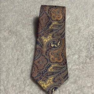 Pierre Cardin Mens tie gold, blue brown paisley print